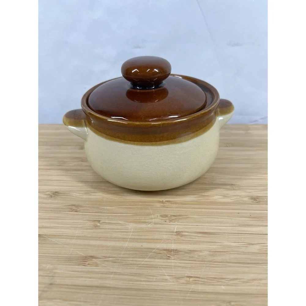 Vintage Stoneware Casserole Dish w Lid Wheat Floral Oven‎ Proof Japan